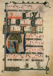 Egy oldal másolata a Beaupre Antiphonal-ból, 19. század (wc papíron)