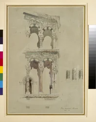 Részlet a San Michele in Foro, Lucca, 1845 wc homlokzatáról papíron