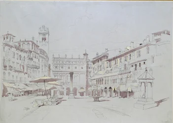 Tanulmány a Piazza delle Erbe részletéhez, Verona, 1841. május 19