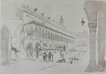 A Palazzo della Ragione és a Piazza delle Erbe, Padova, 1841. május