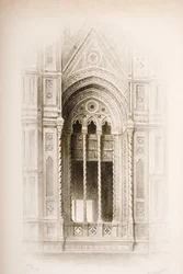 Mérmű Giotto firenzei harangtornyáról, John Ruskin Az építészet hét lámpása című művéből, James Charles Armytage (kb. 1820-97) metszete, 1894-ben kiadva