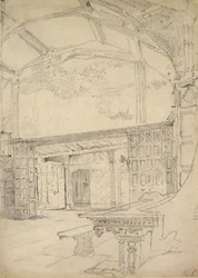 A nagyterem belseje, Little Moreton Hall, Cheshire
