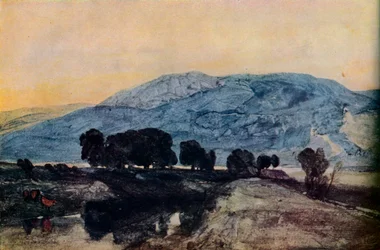 Sziklás táj, naplemente, XIX. század