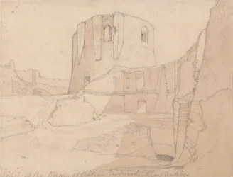 Kilátás a Chateau Gaillard Donjonra, Andelys közelében, Normandiában