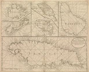 Jamaika, Barbados, Szent Kristóf, Martinique, Antigua és Bermuda térképe