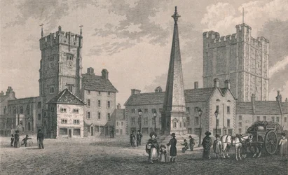 Market Place Richmond, Trinity Church és Richmond Castle temploma, 1831