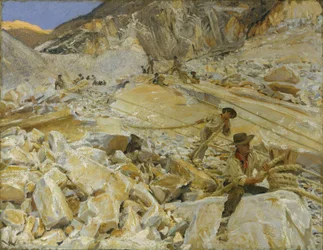 Márvány lehozása a kőbányákból Carrarába, 1911