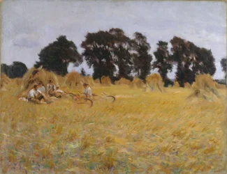 Búzamezőn pihenő aratók, 1885