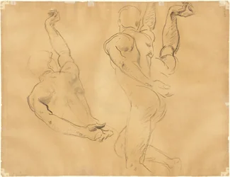Férfi aktok tanulmányozása [verso], 1918-1919.