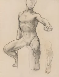 Tanulmány Perseus Perseus számára a Pegasus Slaying Medusa-ról, falfestmény, Lépcsőház, Szépművészeti Múzeum, Boston [?]