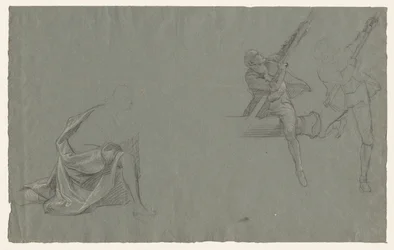 Drapery Study; Két alak húz egy rudat