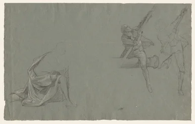Drapery Study, Két alak húz egy rudat, 1785-86.