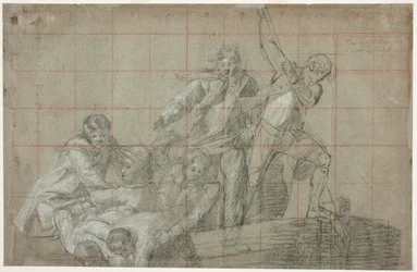 Mentőcsoport, 177778 (fekete kréta fehérrel kiemelve a papíron)