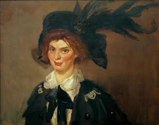 A sólyom (Yolande nagy kalapban)