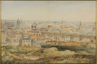 Newcastle upon Tyne a Windmill Hills felől, Gateshead, 1887 (ceruza és wc papírra)