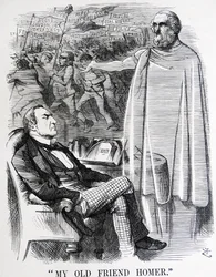Politikai szatíra William Ewart Gladstone-ról és "régi barátjáról, Homerról"