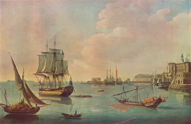 English Men o War in Malta Harbour in Malta Harbour, c1805