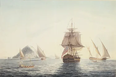 Gibraltár: a H.M.S. „Sirius” vitorlázik a partoknál