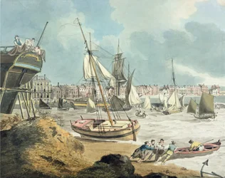 Kikötő Weymouthban, Dorset, 1805 (toll, tinta és akvarell papíron)