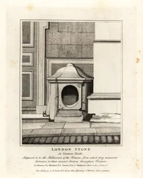 London Stone a Cannon Streeten, amely a rómaiak mérföldköve vagy Milliáriuma