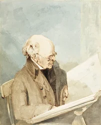 Taylor úr, Hayman tanítványa a British Museum nyomtatott termében, 1820 körül (wc, toll és tinta papíron)
