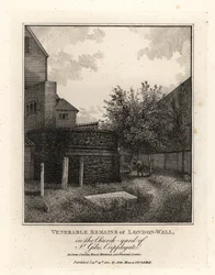 A római londoni fal maradványai St Giles, Cripplegate templomkertjében