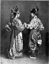 Kína, 2 színész (férfi) 1870 körül (fotó)