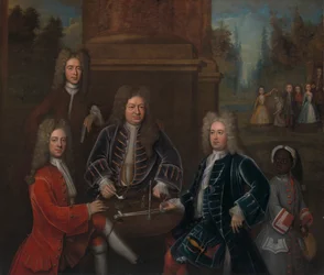 Elihu Yale családtagjaival és egy rabszolgasorsú gyermekével