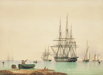 H.M.S. Vindictive (toll, tinta és akvarell, papír)
