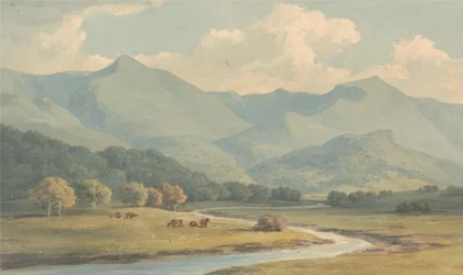 Carnedd Llewelyn és Carnedd David, Carnarvonshire, Látva az Ogwen folyón