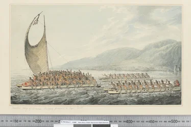 F.35 Tereoboo, Owyhee királya, ajándékokat visz Cook századosnak, 1773-84 körül (akvarell)