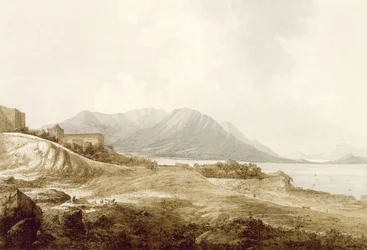 Nézet Makaóban, beleértve a Camoens rezidenciáját, ahol Lusiadját írta, a "Nézetek a déli tengeren" kocsmából. 1788