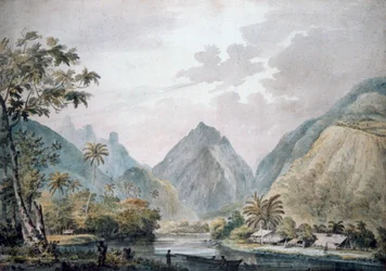Kilátás a Vaitepiha-völgyre, Tahiti, 1777