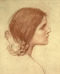 Egy lány feje, 1905 körül (piros kréta papíron)