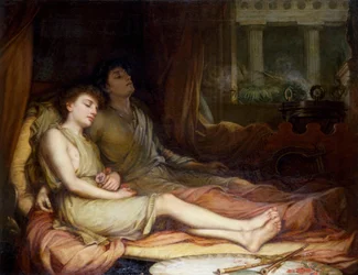 "Hypnos és Thanatos" Az alvás és a halál istenei. John William Waterhouse (1849-1917) (preraffaelita) festménye Magántulajdon.