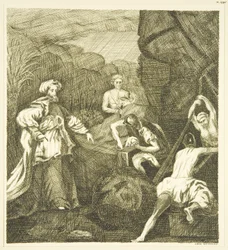 Hogarth oltárképe – A sír lezárása (toll és tinta papíron)