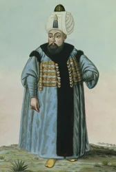 Selim II (1524–74), becenevén „Sari”, a Szőke vagy a Részeges, szultán 1566–74, „A török császárok portréi” sorozatból.