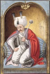 Selim I (1466-1520), becenevén „Yavuz”, a Szigorú, szultán 1512-20, a „Török császárok portréi” sorozatból.