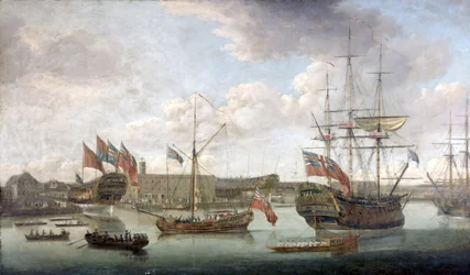 Fellövés a Deptford Dockyardban, 1750 körül