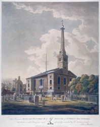 Kilátás a St John Horsleydown-templomra, Bermondsey, London, 1799.