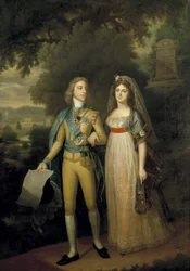 Svéd: IV Adolf Gusztáv, 1778-1837, svéd király és Fredrika Dorotea Vilhelmina, 1781-1826, badeni hercegnő, svéd királyné IV Adolf Gusztáv (1778-1837) és badeni Frederica (1781-1826) portréja.