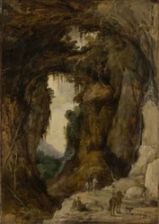 Táj barlanggal és egy lovassal, 1616 körül (olaj, panel)