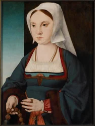 Fiatal hölgy portréja rózsafüzérrel, 1514-1519.