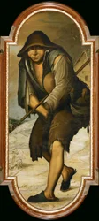Fiú a hóban (festmény vászonra)