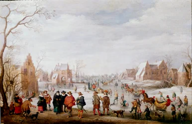 Joost Cornelisz Droochsloot (1586-1666) korcsolyázók festménye Madrid, Prado Múzeum