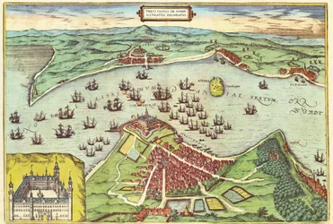 Elsinore, Dánia, az Amerikai Egyesült Államokból, Georg Braun (1541-1622) és Frans Hogenburg (1535-90), 1572 körül