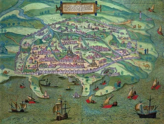Alexandria térképe, Georg Braun (1541-1622) és Frans Hogenberg (1535-90) „Civitates Orbis Terrarum” című művéből, 1572 körül