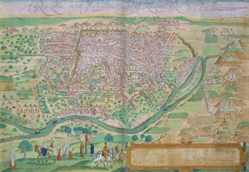 Kairó térképe, Georg Braun (1541-1622) és Frans Hogenberg (1535-90) Civitates Orbis Terrarum című művéből, kb. 1572