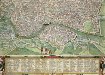 Róma térképe, Georg Braun (1541-1622) és Frans Hogenberg (1535-90) Civitates Orbis Terrarum című művéből, kb. 1572-1617
