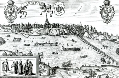 Varsó térképe, Georg Braun (1541-1622) és Frans Hogenberg (1535-90) „Civitates Orbis Terrarum” c. 1572-1617